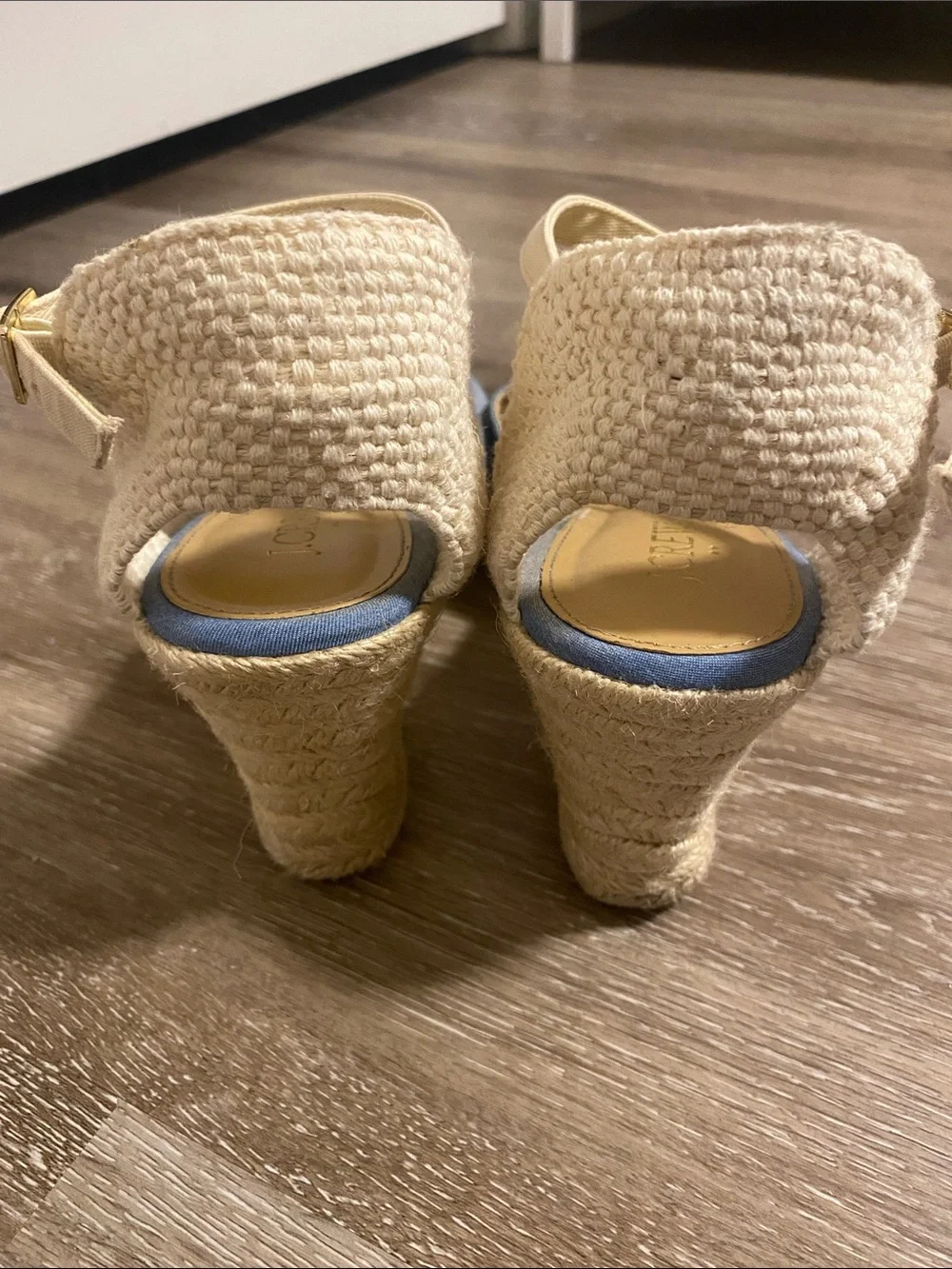J. Crew Light Blue Espadrille Wedge Sandals with Ankle Strap